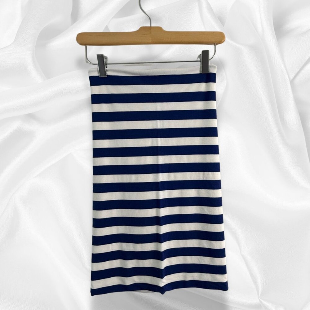 Fully Lined Super Soft Blue & White Striped Bodycon Fitted Pencil Skirt Size PXS